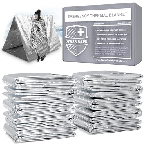 Swiss Safe Emergency Blanket, 10 Pack