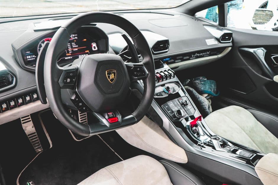 The clean interior and dashboard of a brand new car