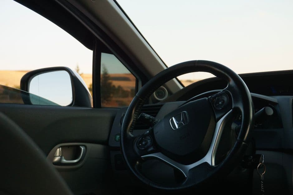 A car dashboard in bright sunlight