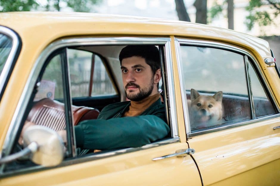 A dog sitting on the back seat of a car looking out of the window