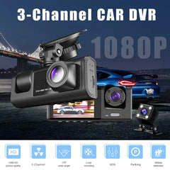 3 Channel Dash Cam for Car Front And Rear Camera 1080P Video Recorder Dashcam Black Box Car DVR Rear View Camera car accessory