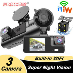 Dash Cam For Cars WIFI Camera For Vehicle 3 Lens 1080P Video Recorder 2Inch Rear View Camera Black Box Car Accessory Vehicle Acc