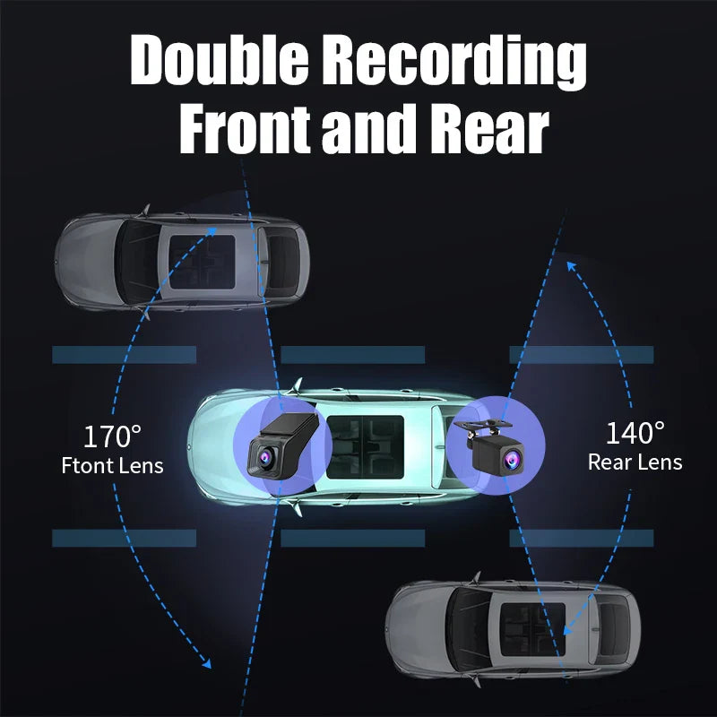 JMCQ USB ADAS Car DVR Dash For Android Auto Multimedia Player Front & Rear Dual Camera Loop Recording Motion Detection Cameras