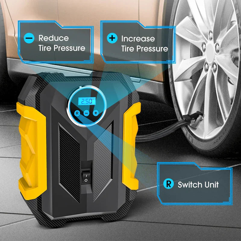 CARSUN Portable Automobile Air Compressor Digital Tire Inflation Pump LED Lamp Tire Compression Pump Compressor For Car Motorcy