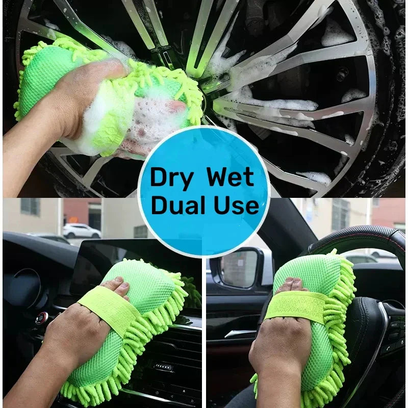 Microfiber Car Washer Sponge Cleaning Car Care Detailing Brushes Washing Towel Auto Gloves Styling Accessories