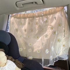 Cotton Embroidered Universal Car Curtain Cover Newborn Baby Side Window Sunshade Curtain UV Protection for Kids Travel Outdoor