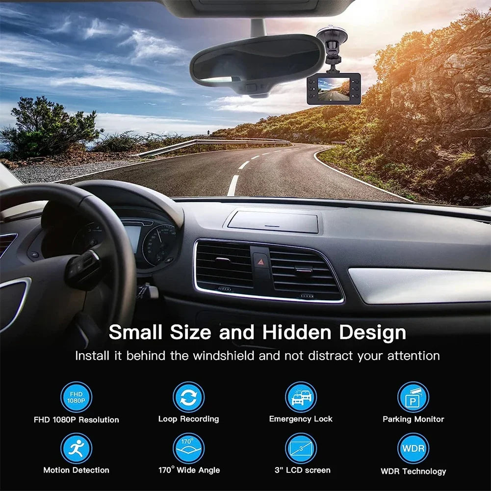 1080P Full HD Dash Cam Loop Recording Car DVR Motion Detection Car Camcorder Night Vision Support TF 32G 140 Degree View Angle